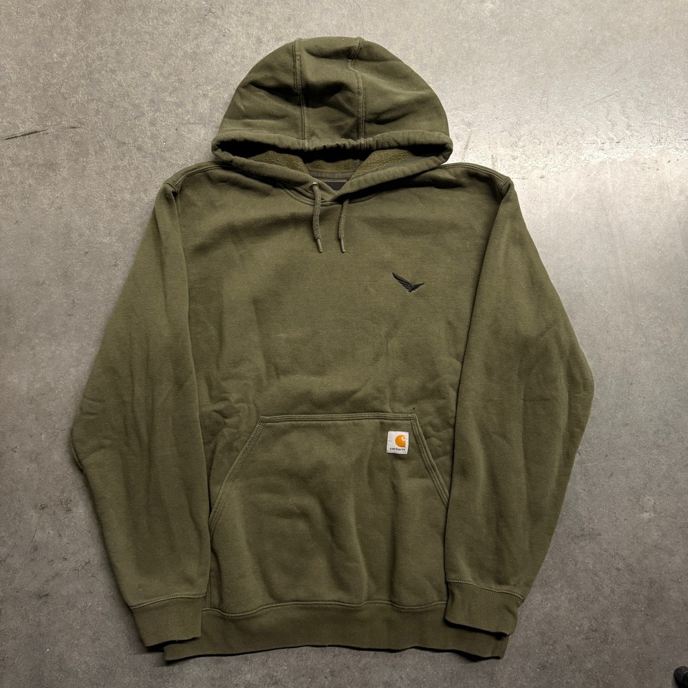 Carhartt Mens Loose Fit Hoodie Olive Green Sweatshirt Size Large Bird Logo